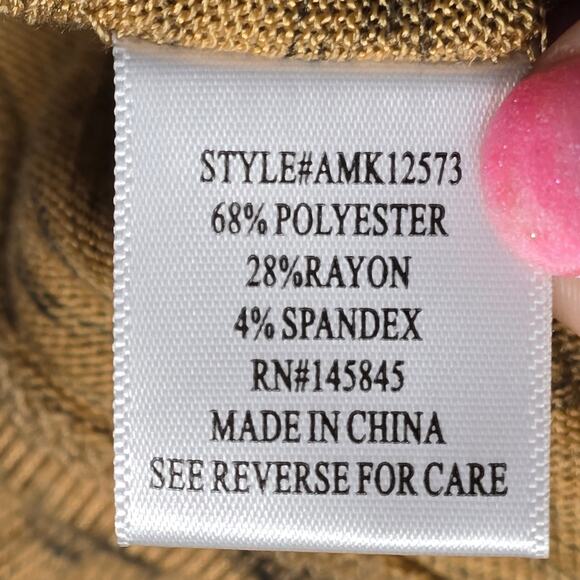 A+A Collection Brown Stone Knit Shirt NEW Stretch Knit 3/4 Sleeve V-Neck Women L - Picture 5 of 10